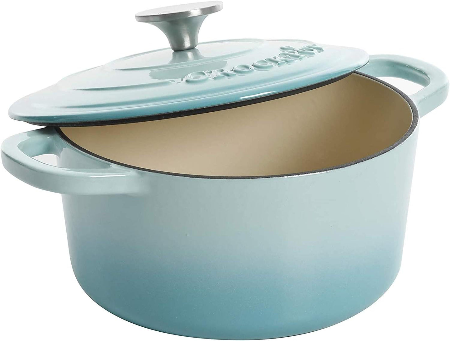 Crock-Pot 3 Quart Enameled Cast Iron Dutch Oven – Aqua 4m hv rh zm 8o 6i | Ref 89e7ar
